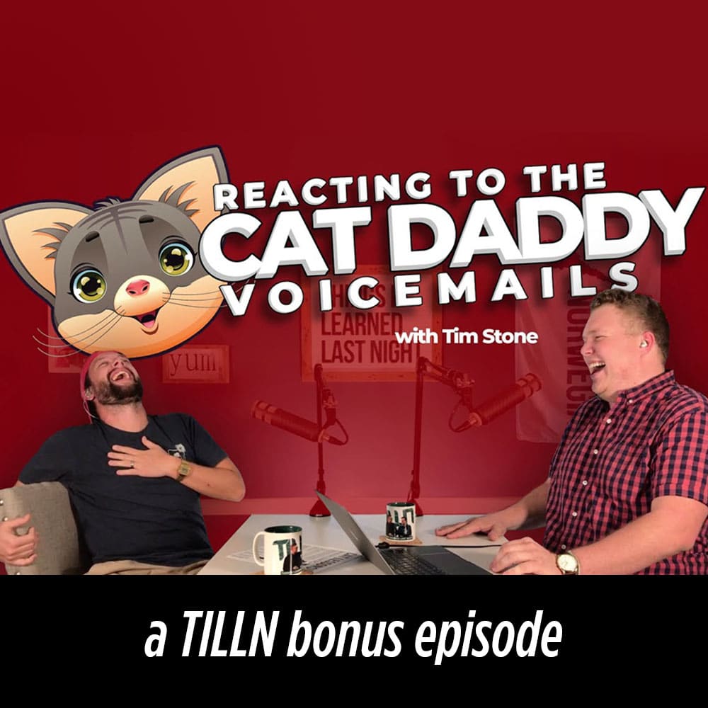 Jaron and Tim laugh about the voicemails for cat lessons