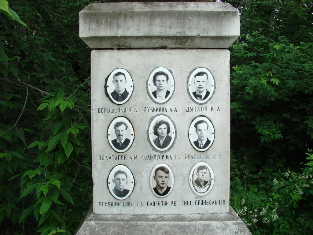 A memorial erected to commemorate the Dyatlov Pass victims