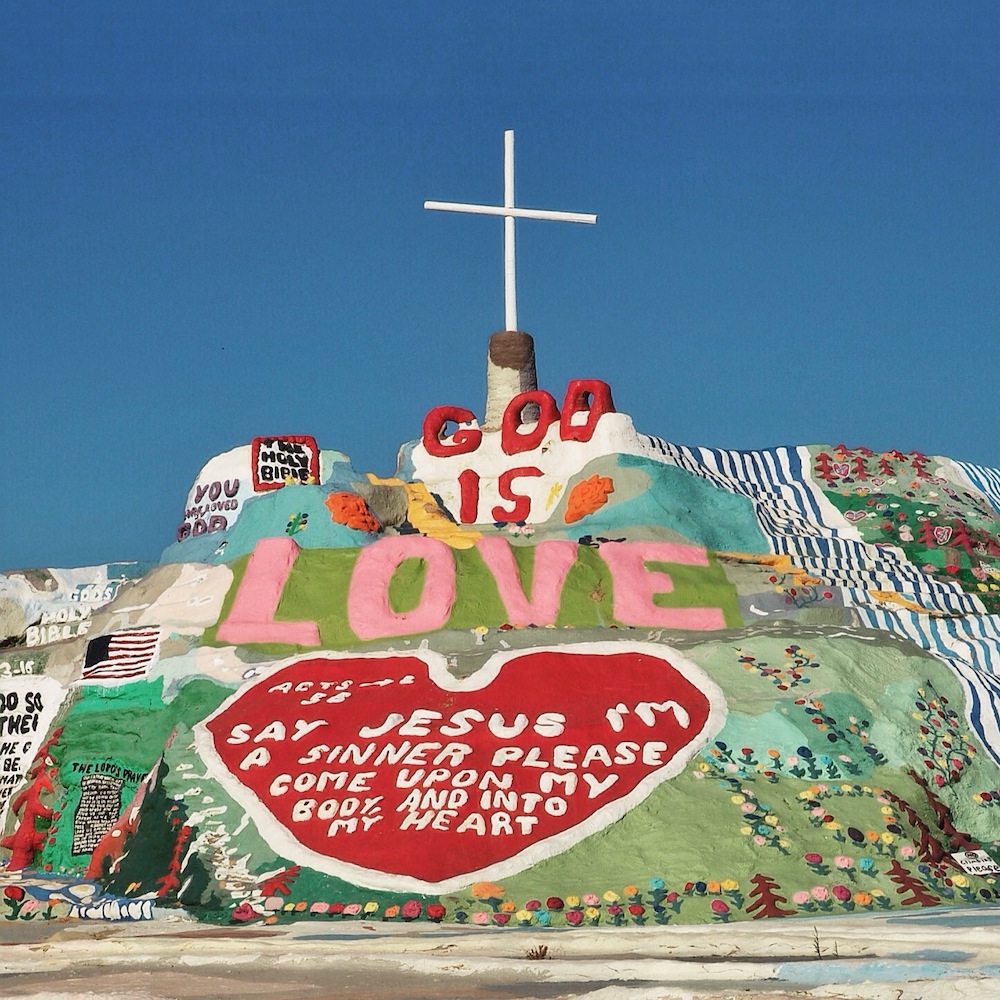 Salvation Mountain welcomes visitors to Slab City, California