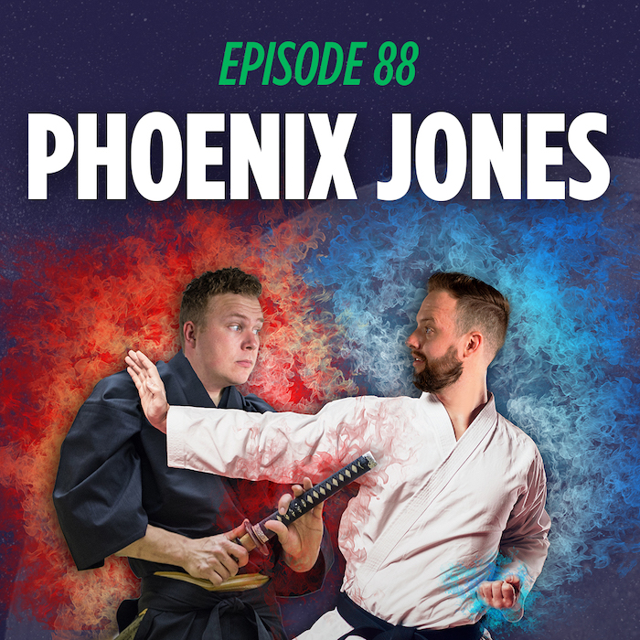 Tim Stone and Jaron Myers talking about Phoenix Jones on their comedy podcast Things I Learned Last Night