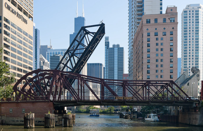The Kinzie Street Bridge in Chicago IL