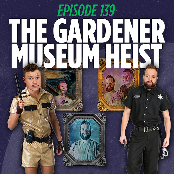 Jaron Myers and Tim Stone dressed as police officers to portray the gardner museum heist