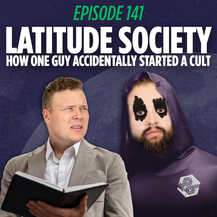 Tim and Jaron dressed like cultists talking about the latitude society