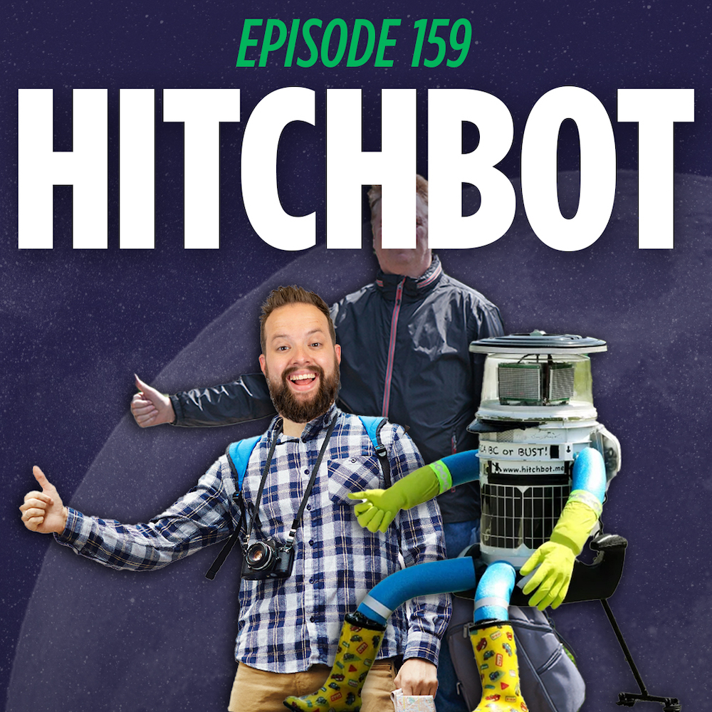 Tim Stone and Jaron Myers hitchhiking with hitchbot the robot who was killed in philadelphia