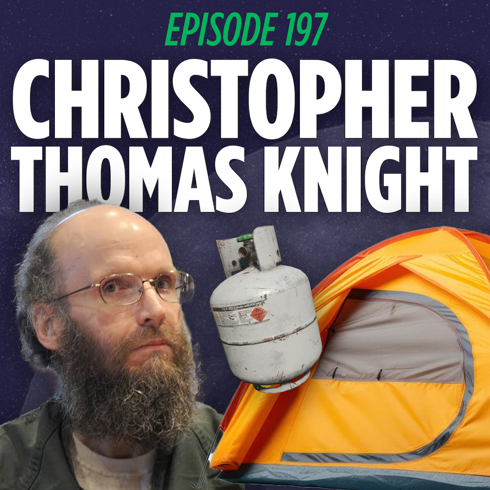 Christopher Thomas Knight, aka the north pond hermit, with a tent and propane tank